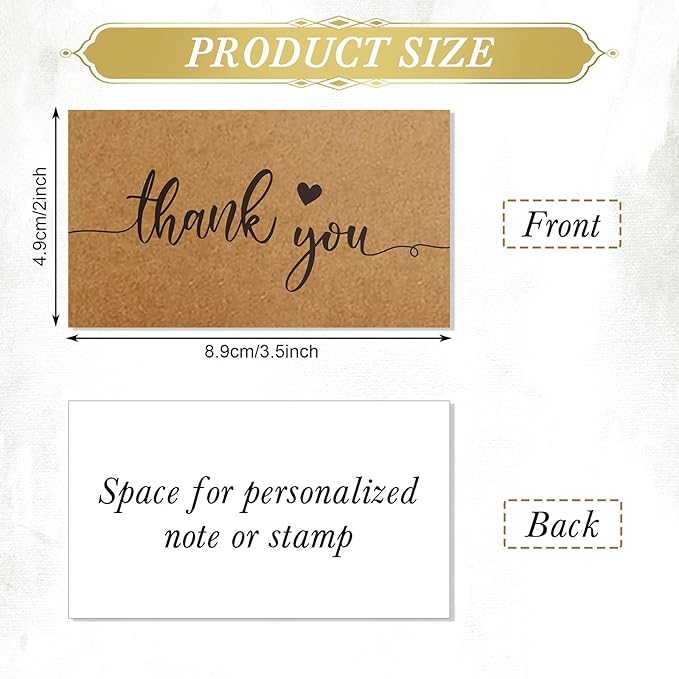 180 Pcs Thank You Cards Small Business 6 Design Mini Thank You for Supporting Card Greeting Gift for Your Order Shopping, 2 x 3.5 Inch Bulk Brown Kraft Note Card for Retail Store,Wedding,Wedding