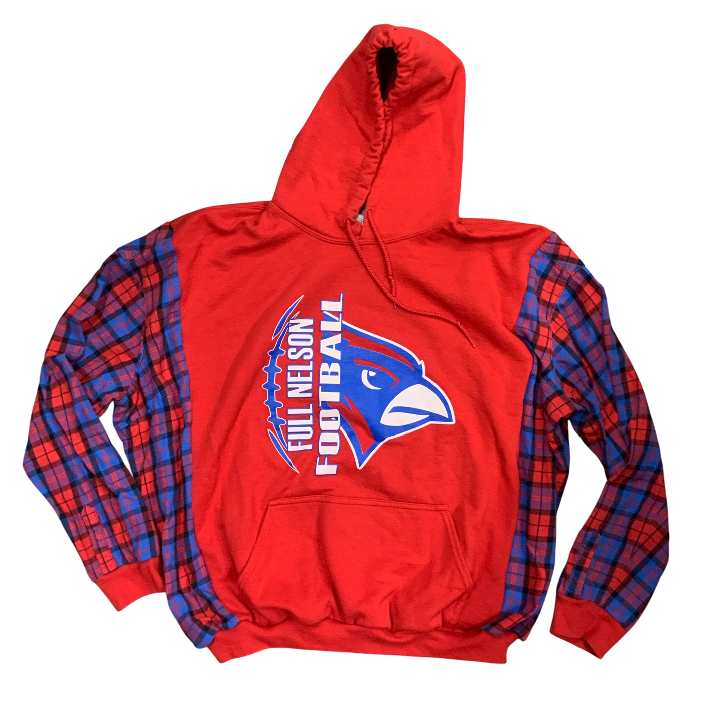 Upcycled Full Nelson Football Hoodie; Nelson County Cardinals