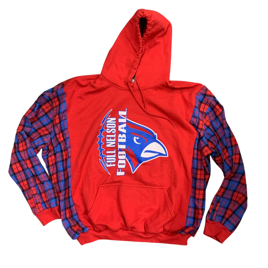 Upcycled Full Nelson Football Hoodie; Nelson County Cardinals